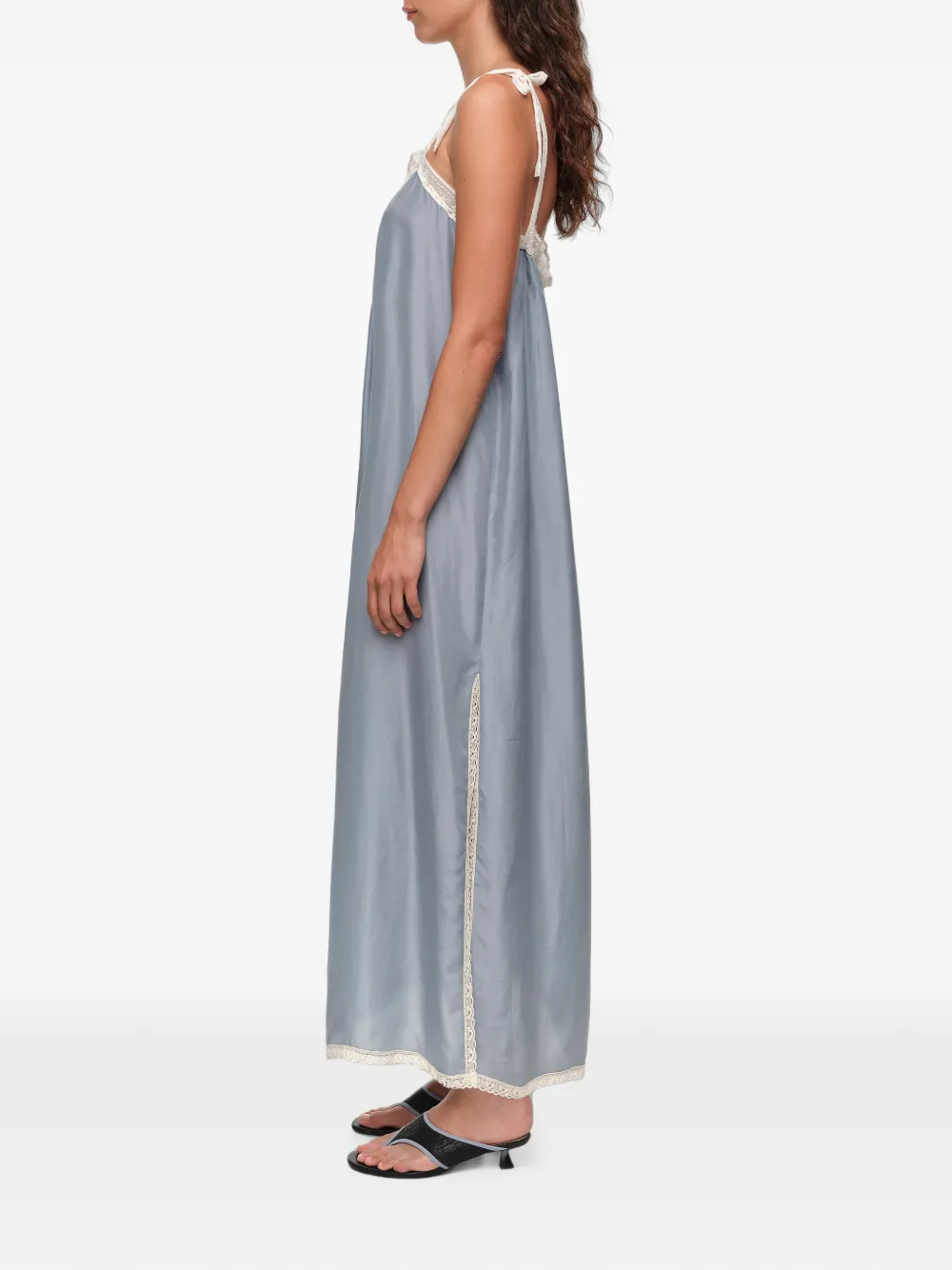 BIMBA Y LOLA Zijden jurk met kanten bandjes Blauw