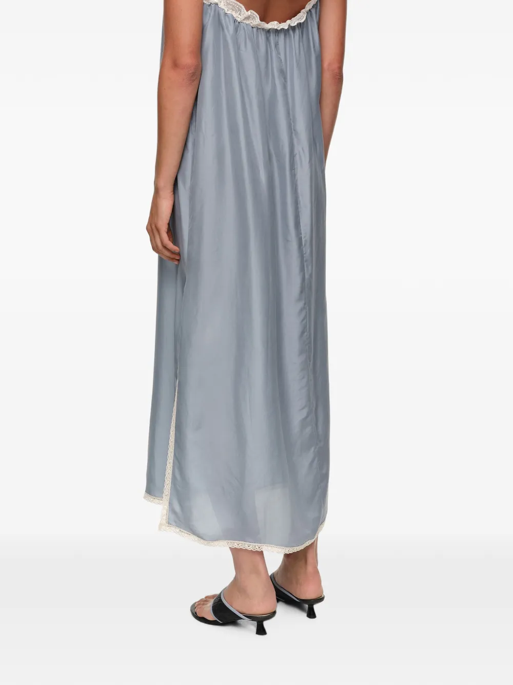 BIMBA Y LOLA Zijden jurk met kanten bandjes Blauw