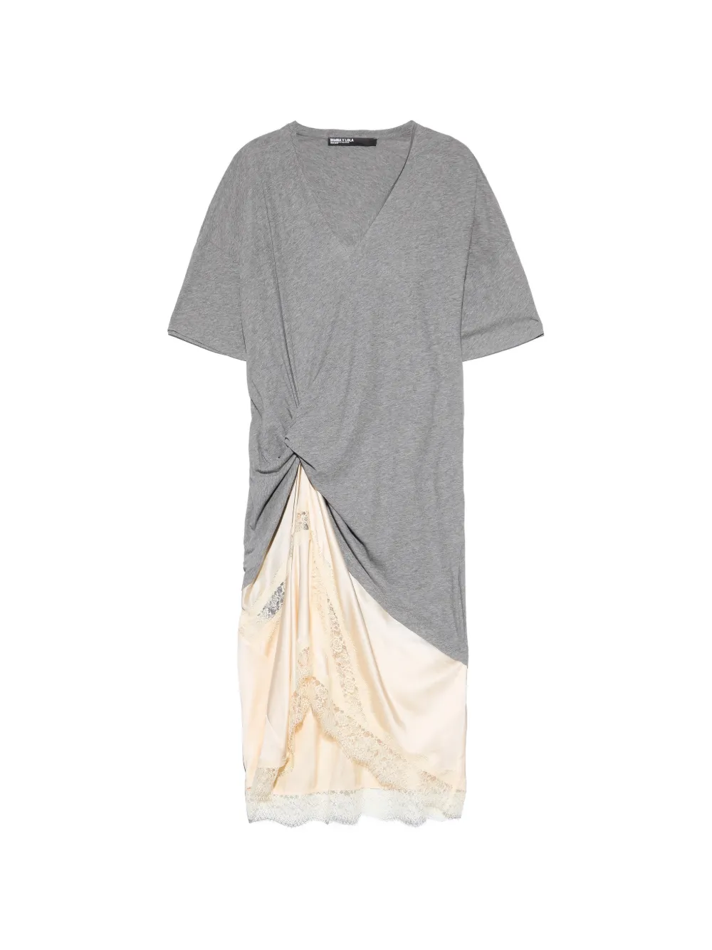 BIMBA Y LOLA gray melange two-material T-shirt dress with knot - Grey