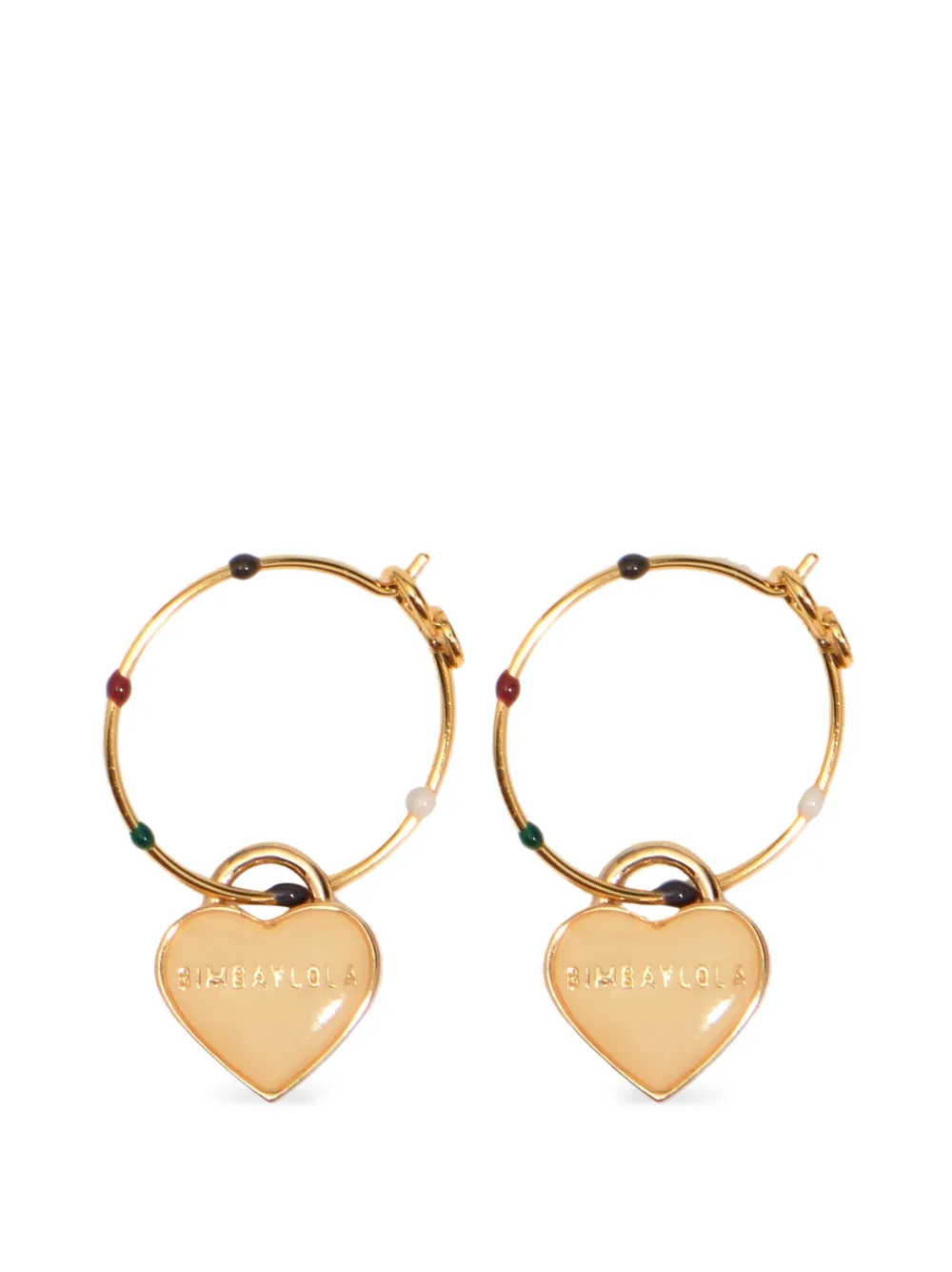 BIMBA Y LOLA medium hoop earrings with enamel heart and multicolored logo · OS