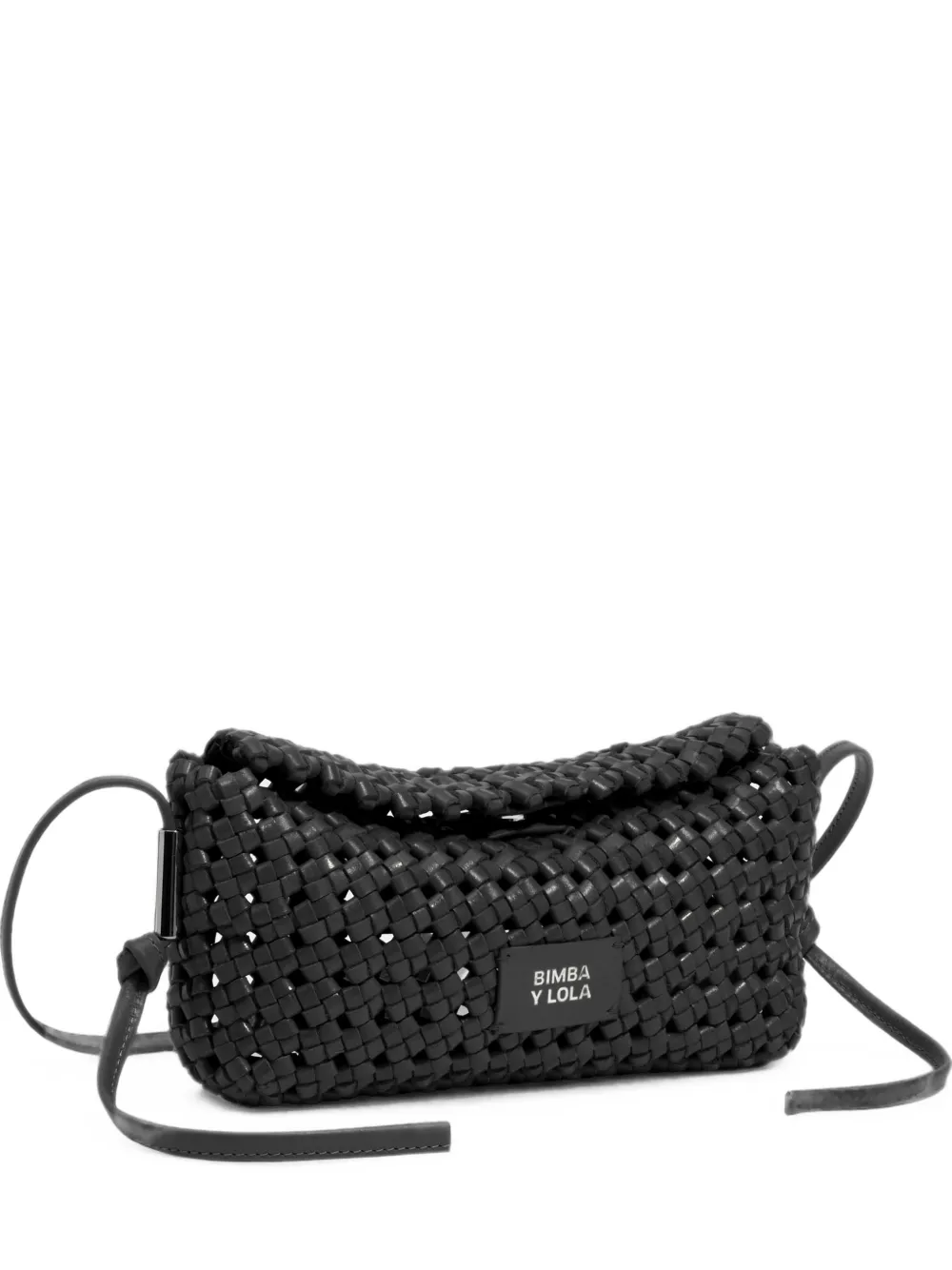 BIMBA Y LOLA black plaited-leather mini crossbody bag - Nero