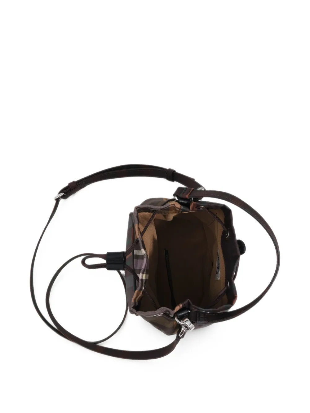 BIMBA Y LOLA Bucket-tas met gecoate Chocolate Green tartan-ruit Bruin