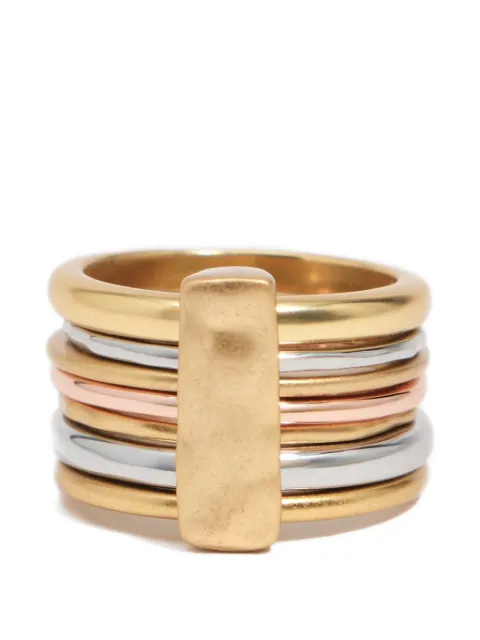 BIMBA Y LOLA aged multi gold-tone banded ring