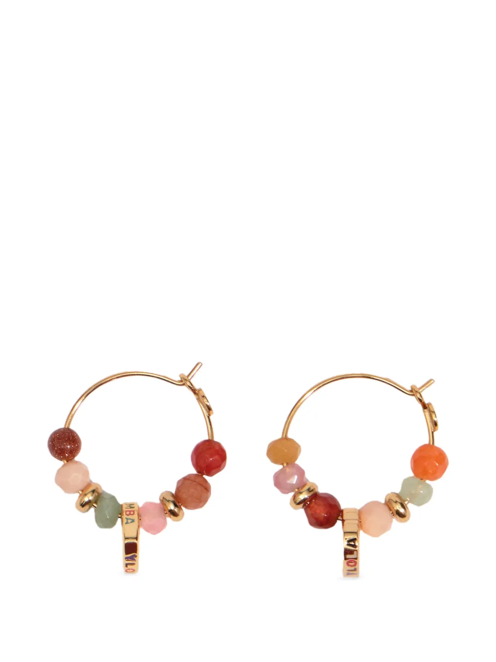 BIMBA Y LOLA Mittelgroße Creolen mit Herz-Logo und braunen Schmucksteinen - Gold