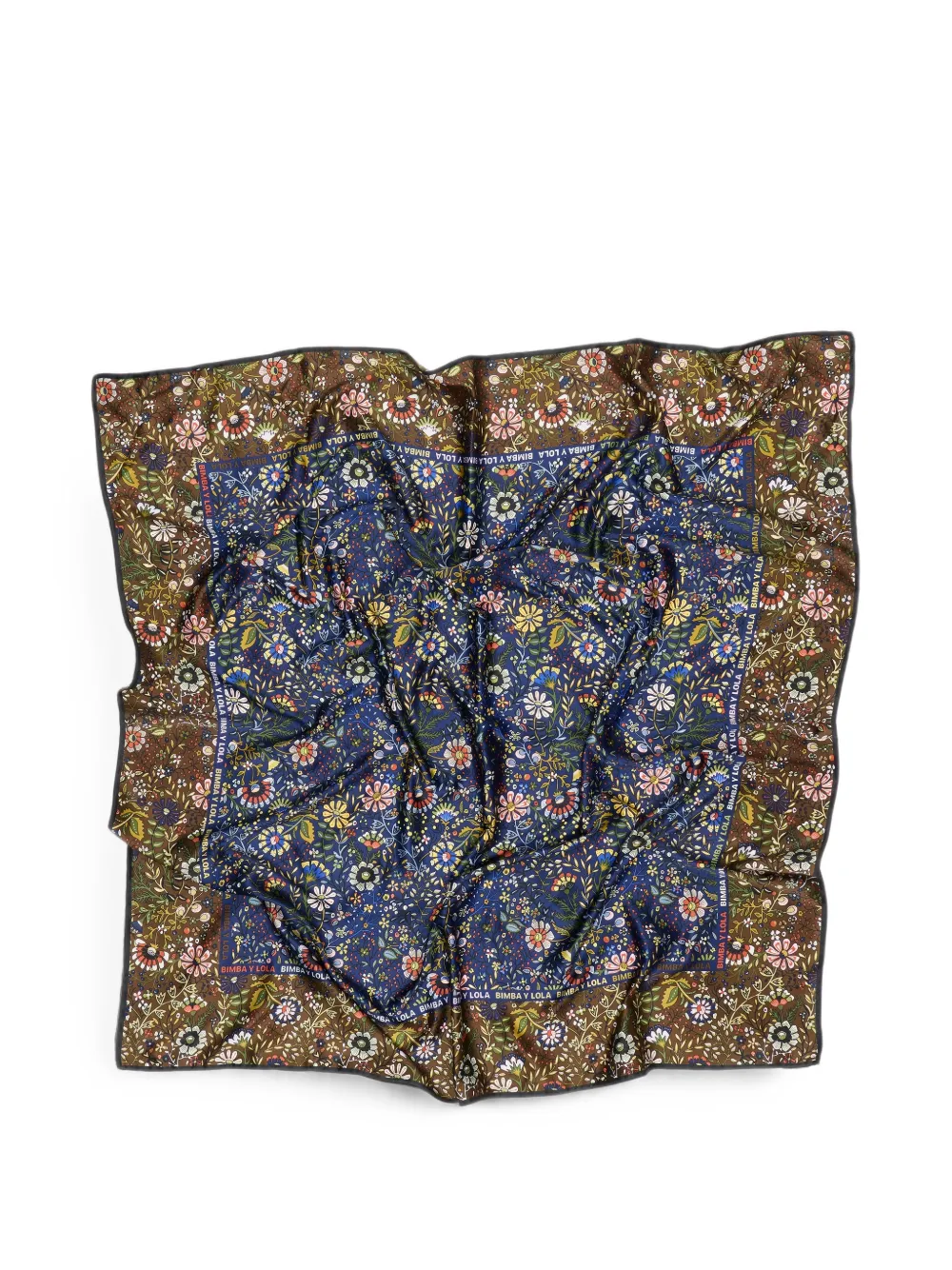 BIMBA Y LOLA Sjaal met bloemen-print rand en logo's Blauw