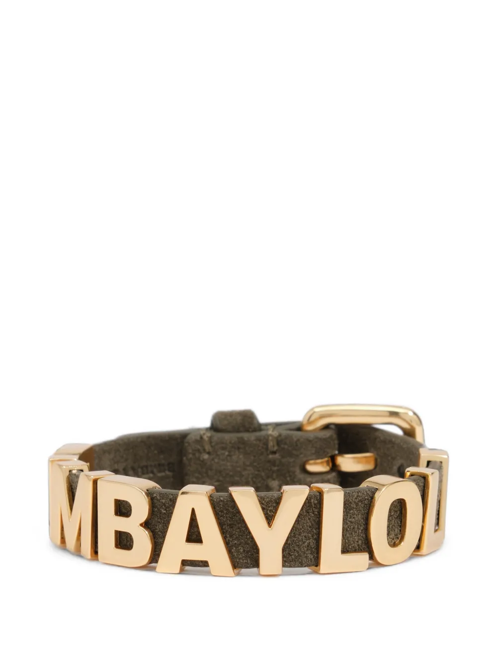 BIMBA Y LOLA gold logo bracelet with olive suede strap - Verde