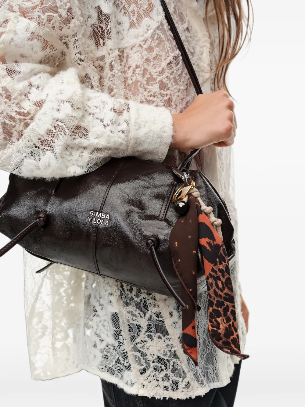BIMBA Y LOLA Sleutelhanger met sjaal en patchwork Bruin