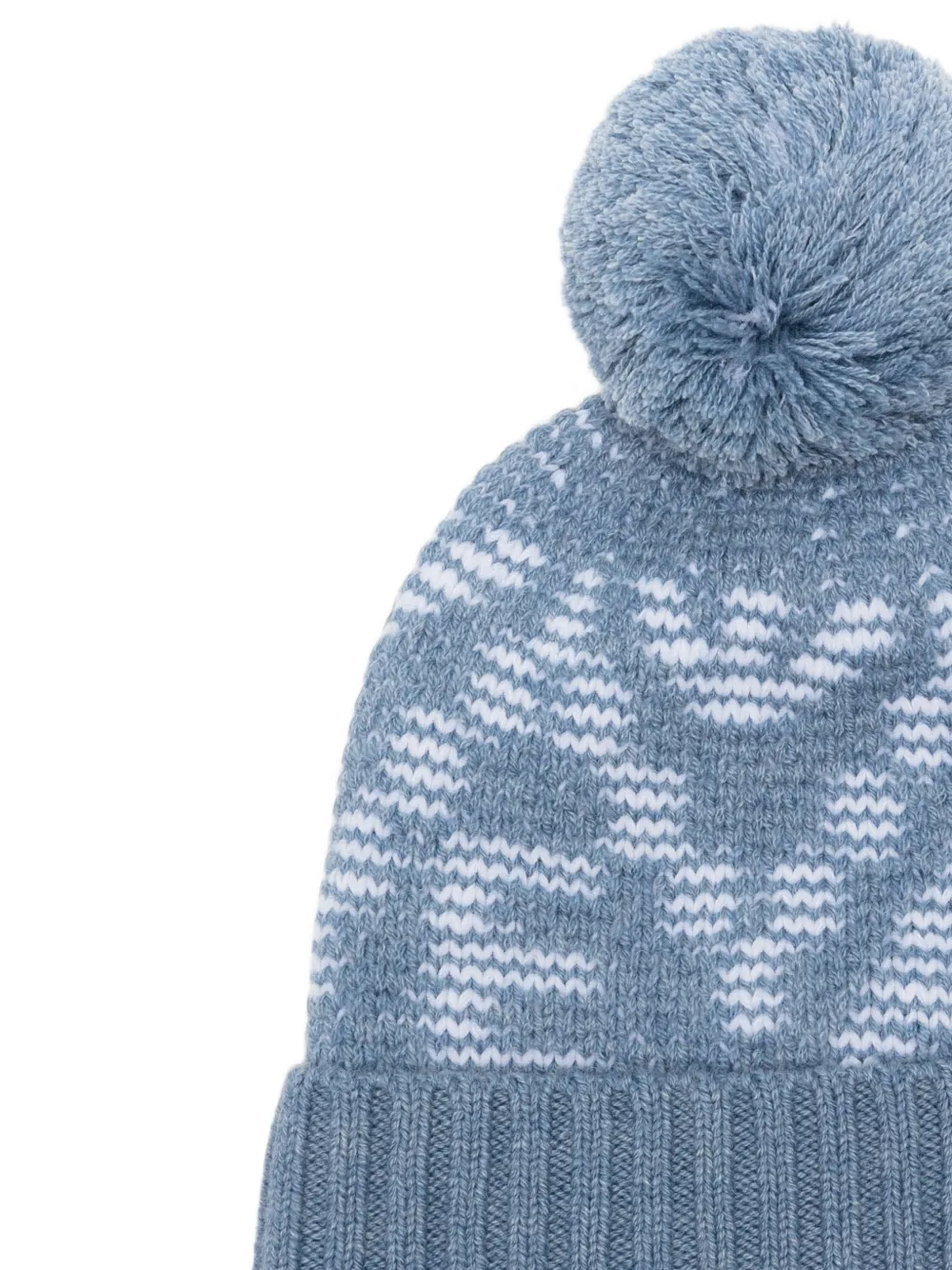 Emporio Armani Kids Intarsia gebreide muts met pompon Blauw