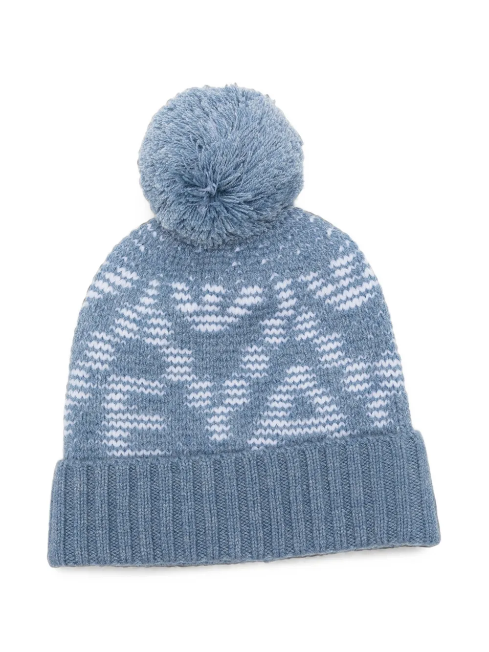 Emporio Armani Kids intarsia-knit pom-pom beanie hat - Blu