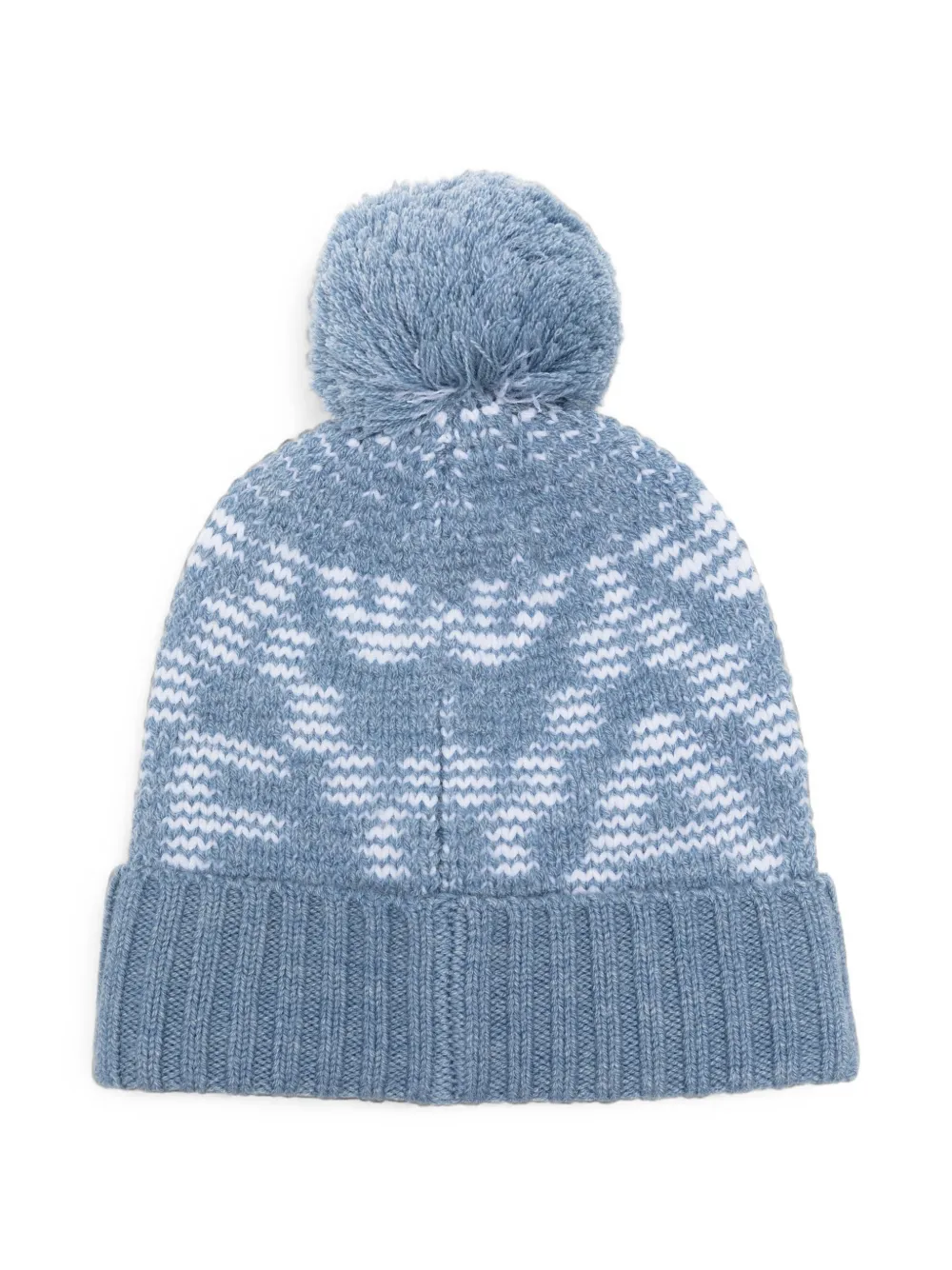 Emporio Armani Kids Intarsia gebreide muts met pompon Blauw
