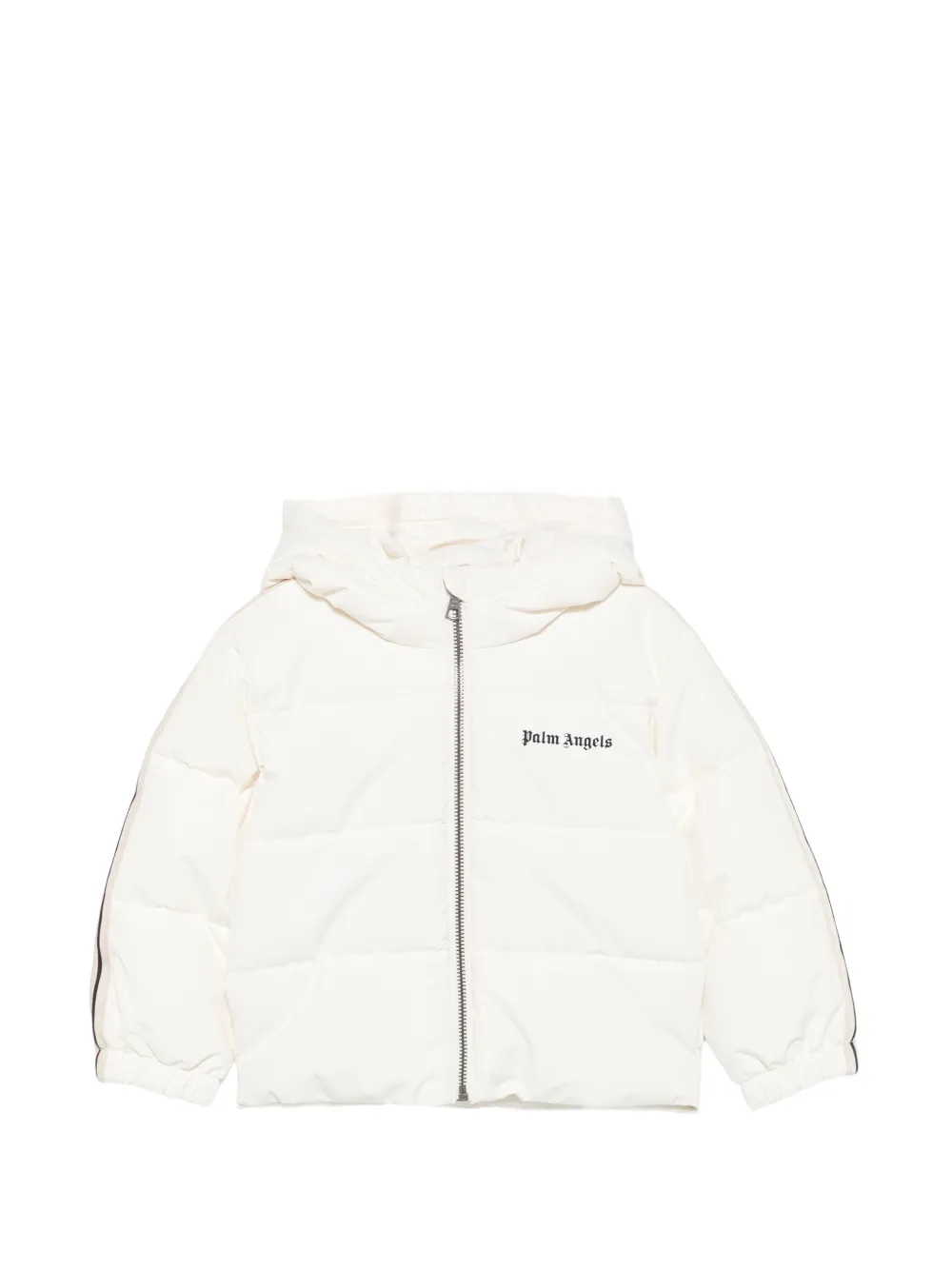 Palm Angels Kids logo-print hooded puffer jacket - Toni neutri