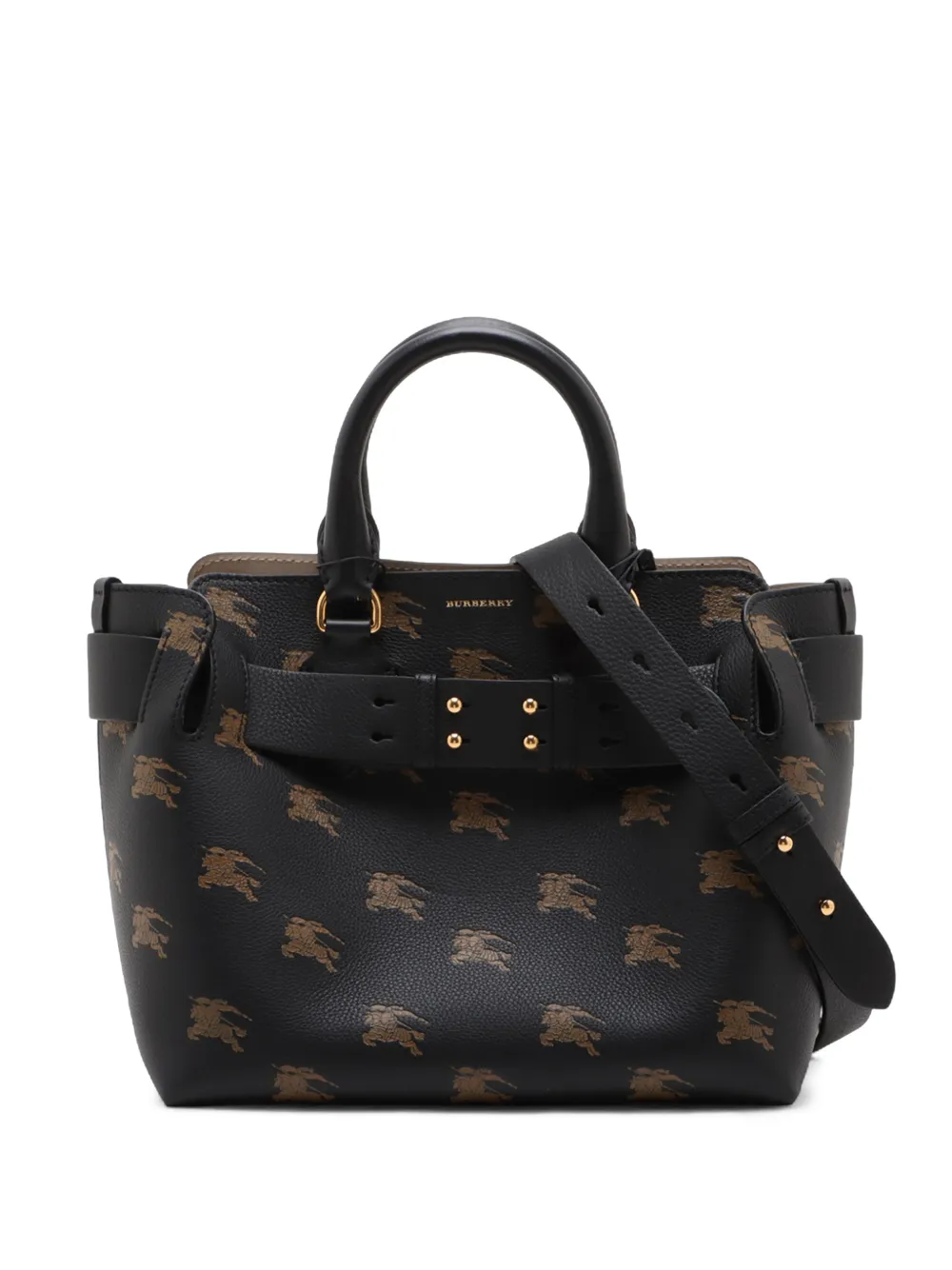 Burberry Pre-Owned 2015-2026 Small Grained Calfskin Embroidered Equestrian Knight Marais Belt Bag satchel - Schwarz