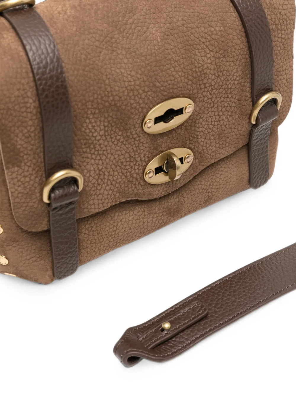 Zanellato Baby Postina suède shopper verfraaid met studs Bruin