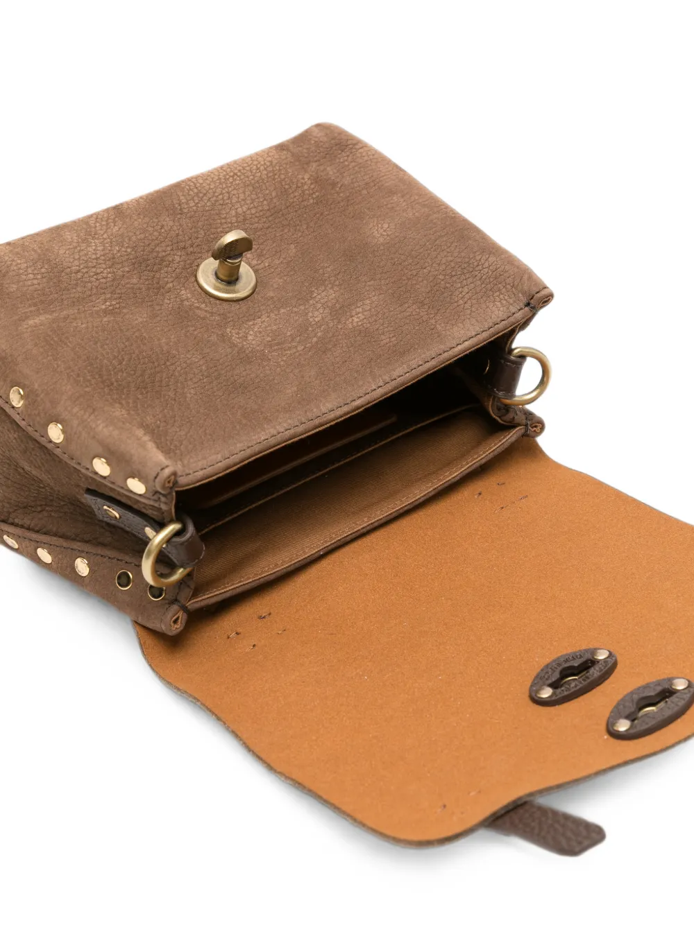 Zanellato Baby Postina suède shopper verfraaid met studs Bruin