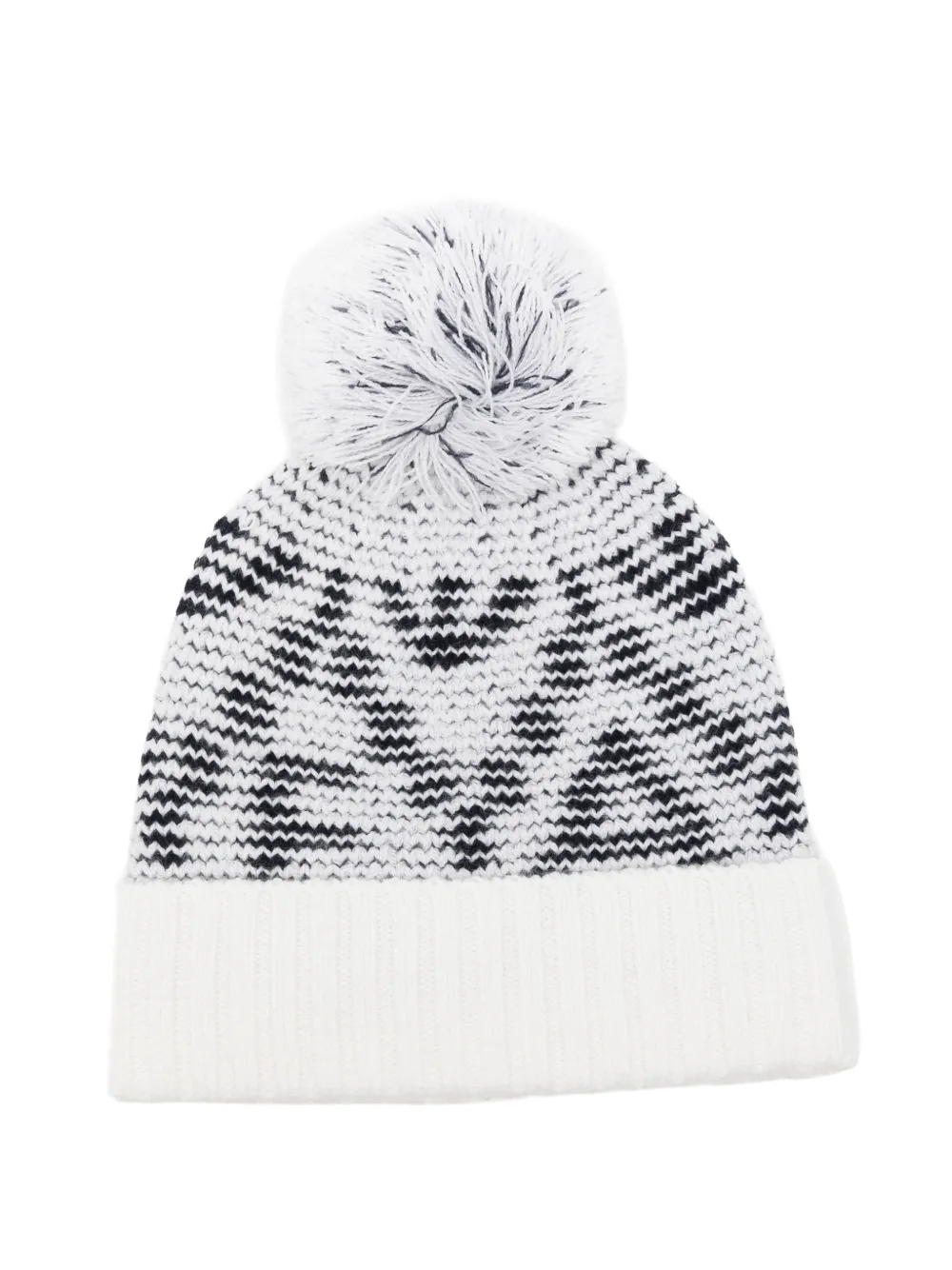 Emporio Armani Kids logo-intarsia pompom beanie hat - Bianco