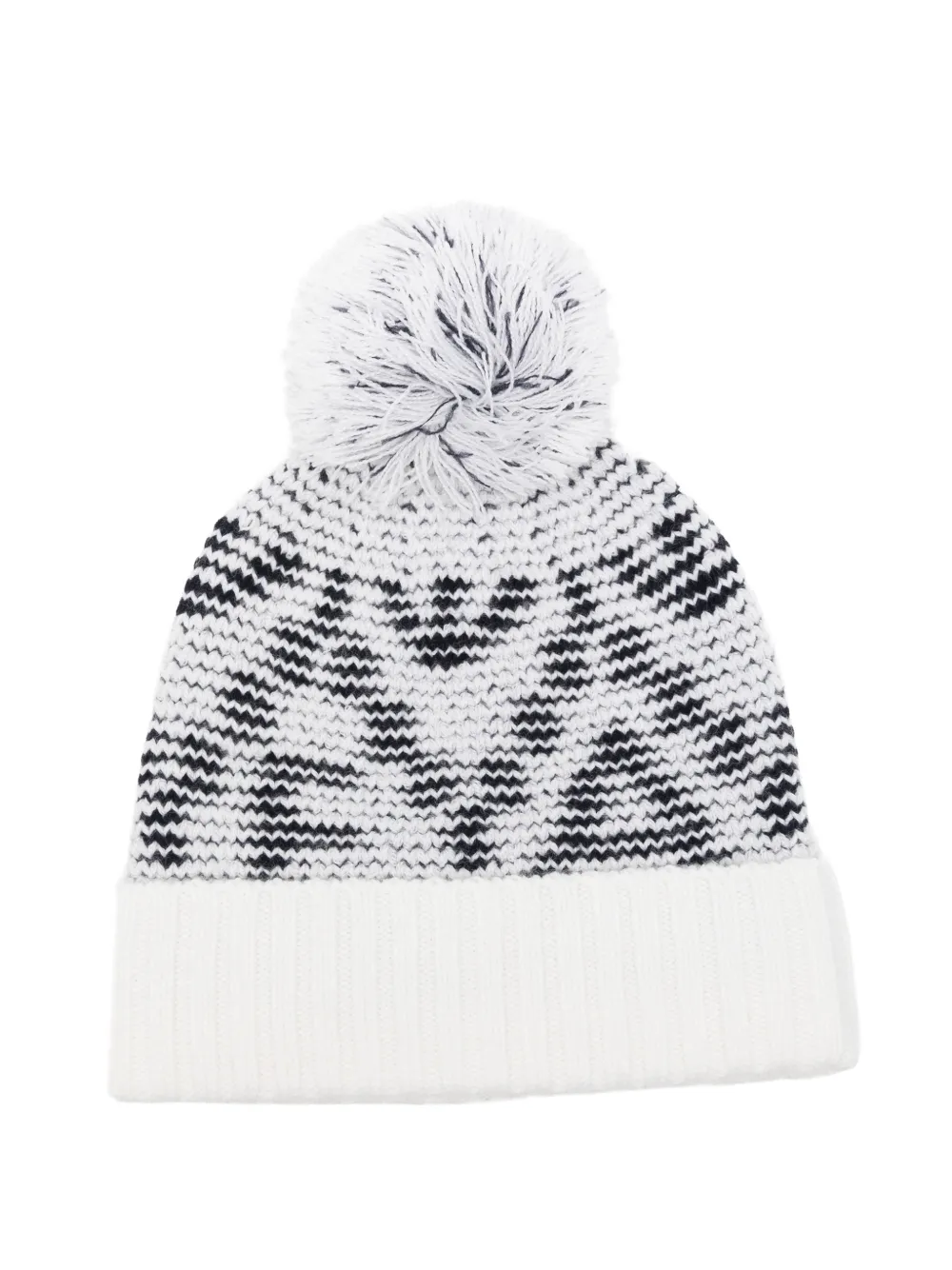 Emporio Armani Kids logo-intarsia pompom beanie hat - Bianco