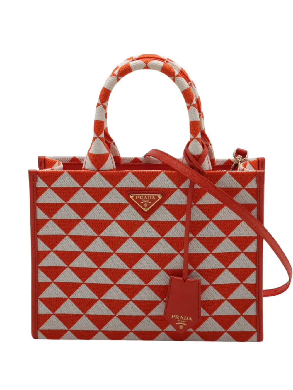 Prada Pre-Owned 2013-2026 Small Canvas Symbole Triangolo satchel - Orange
