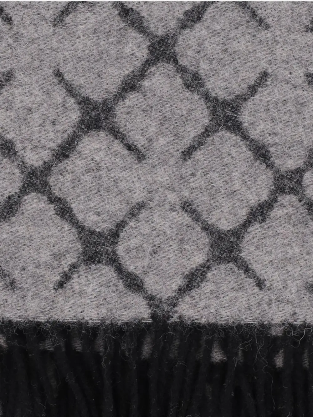 By Malene Birger Ortega sjaal met geometrisch patroon en franjerand Grijs