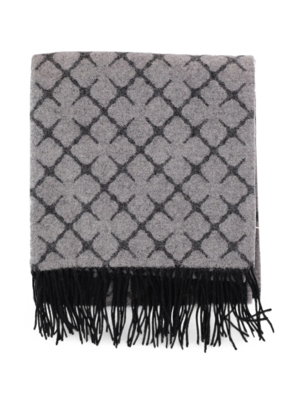 By Malene Birger Ortega geometric fringe-trim scarf - Grigio