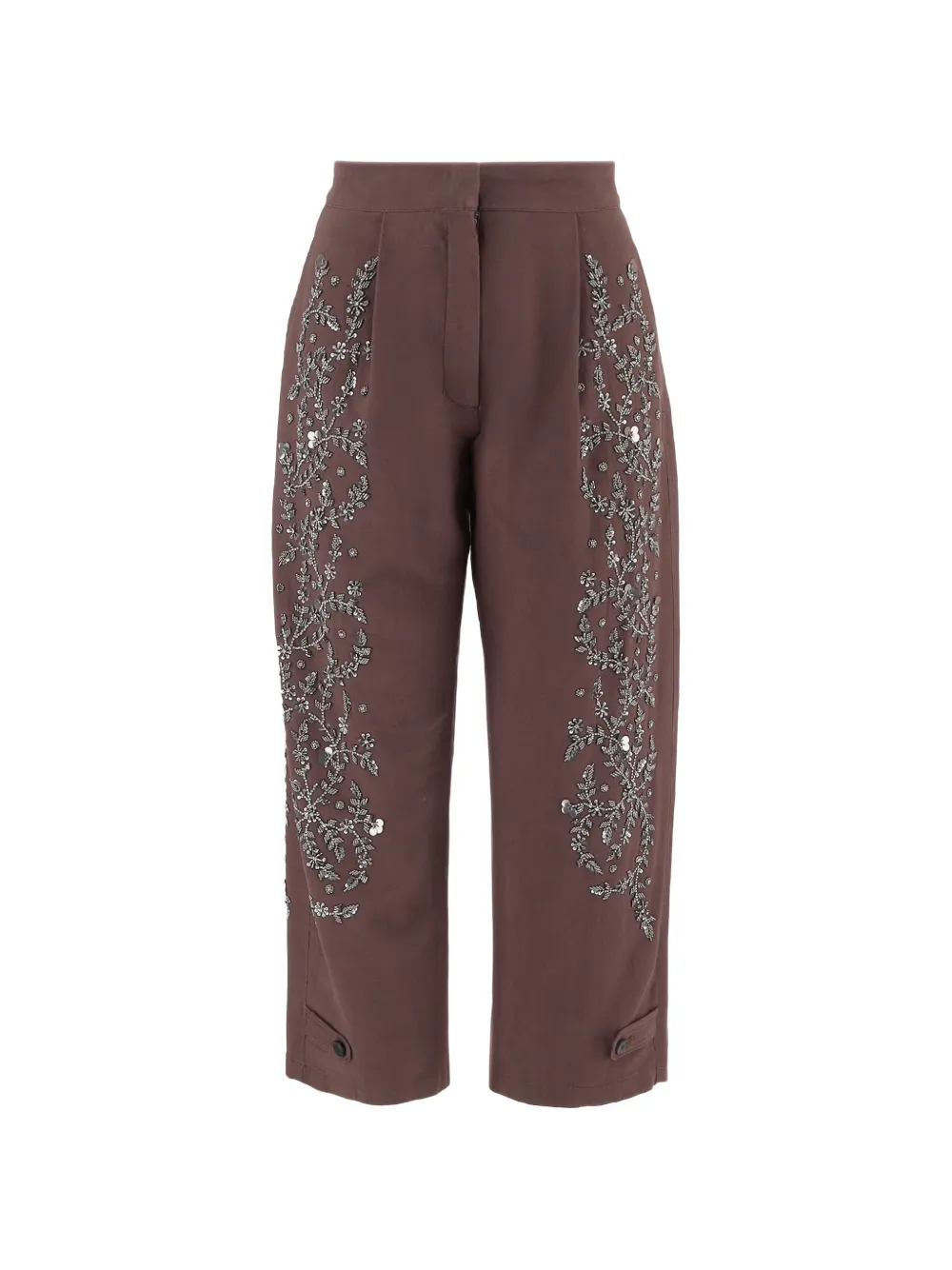 Stella Mccartney Bead-embellished Barrel-leg Trousers In Brown