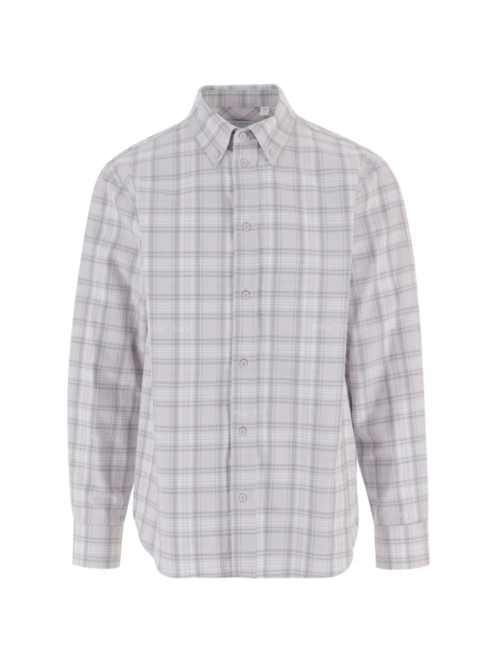 Off-White Camicia a quadri in cotone con logo - Grigio