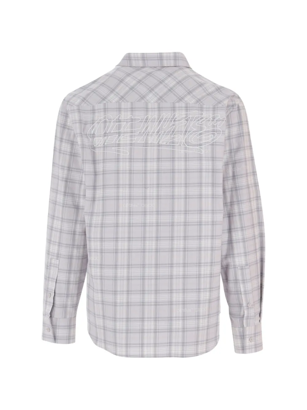 Off-White Geruit katoenen overhemd met logo-print Grijs