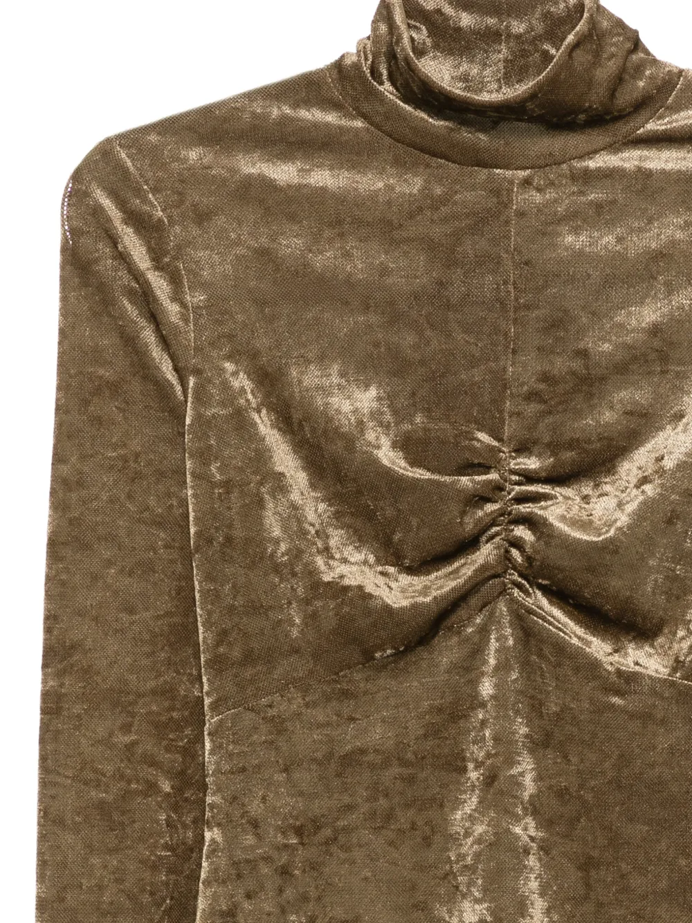 Just Cavalli T-shirt met fluweel-effect en ruches Bruin