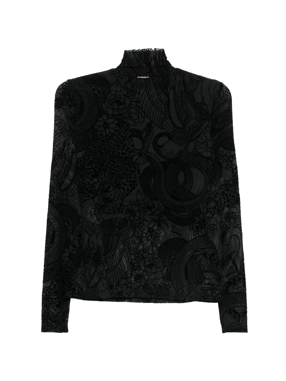 Just Cavalli T-shirt met devoré dieren-patroon Zwart