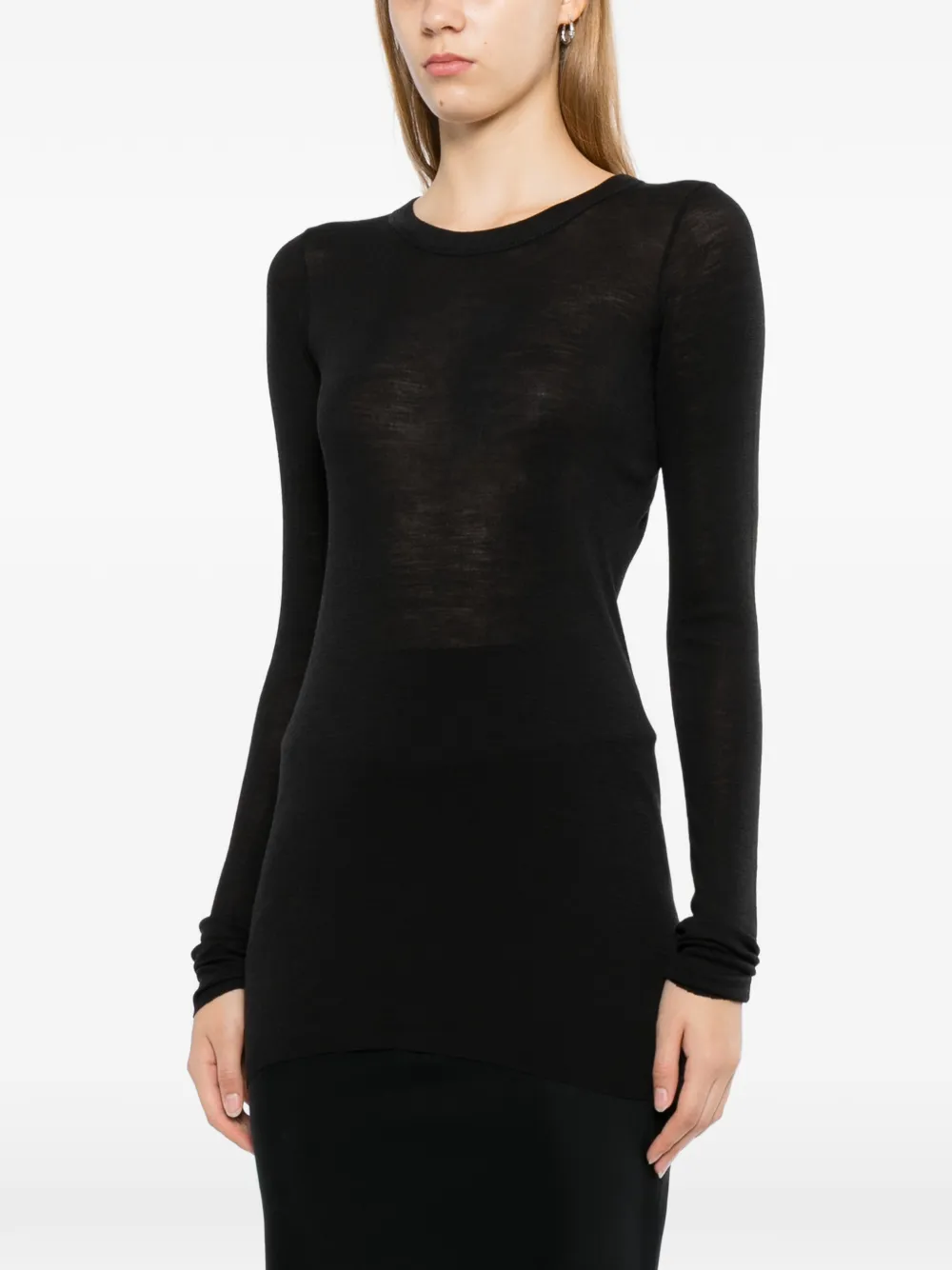 Rick Owens Geribbeld T-shirt Zwart