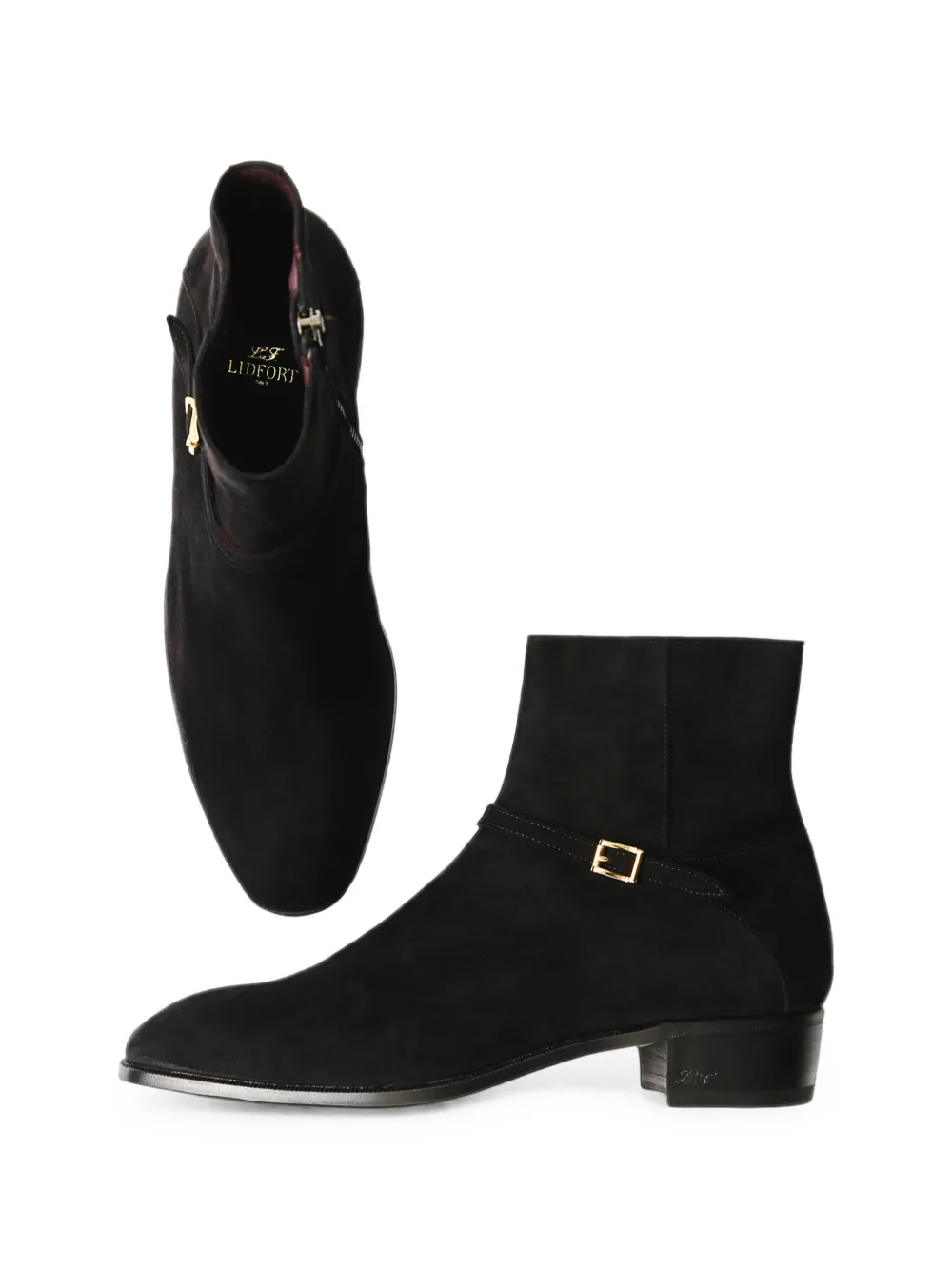 Lidfort buckle-strap suede ankle boots Zwart