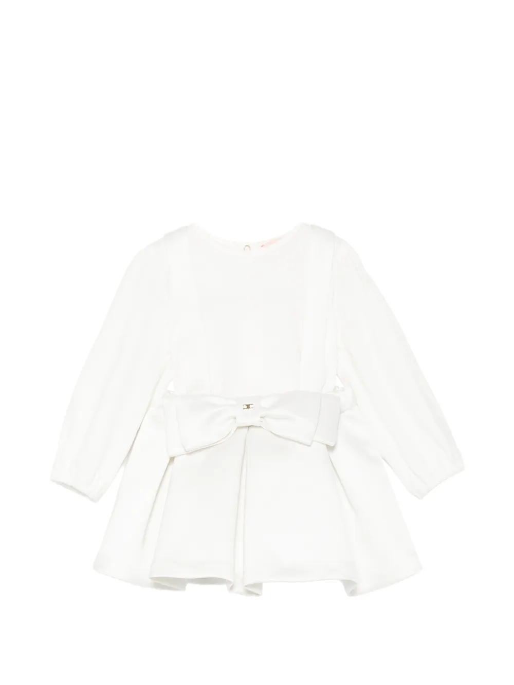 Elisabetta Franchi La Mia Bambina bow-detail pleated dress Wit