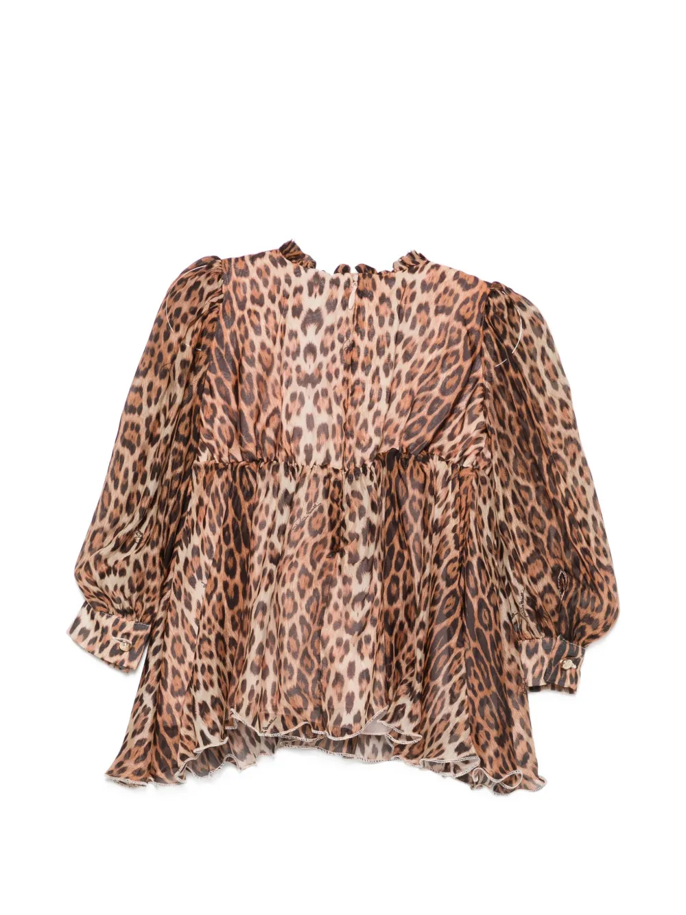 Roberto Cavalli Junior leopard-print floral-appliqué dress Bruin