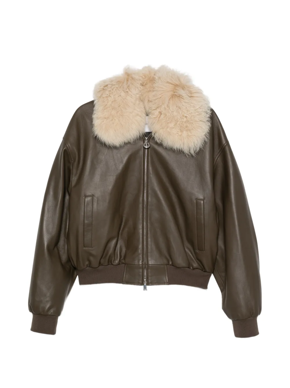 Grifoni shearling-collar leather jacket