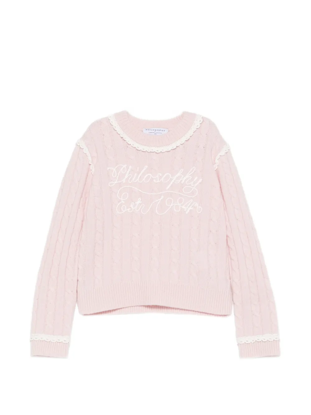 Philosophy Di Lorenzo Serafini Kids cable-knit embroidered sweater - Rosa