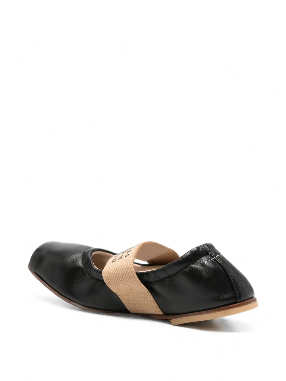 MM6 Maison Margiela Kids logo-print elasticated-strap ballet flats Zwart