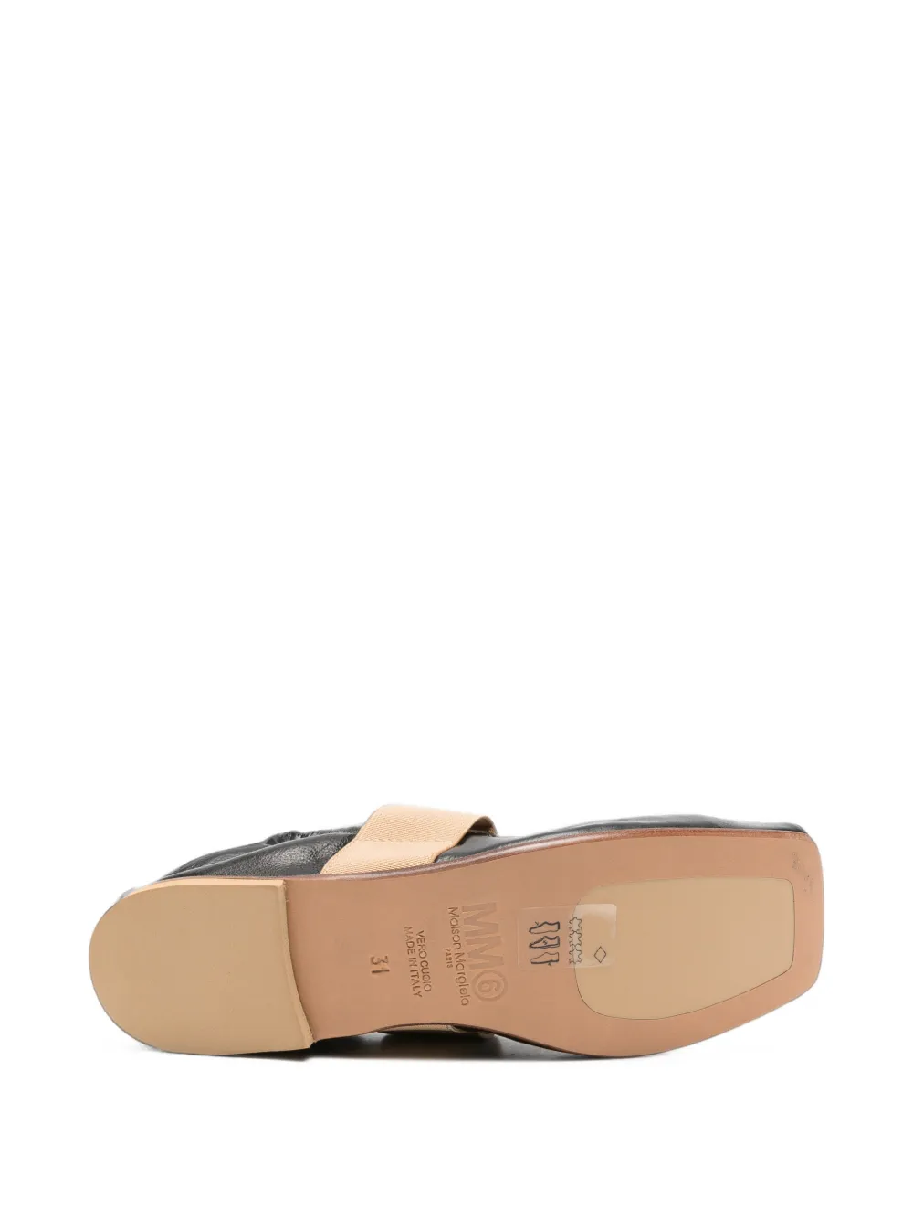 MM6 Maison Margiela Kids logo-print elasticated-strap ballet flats Zwart