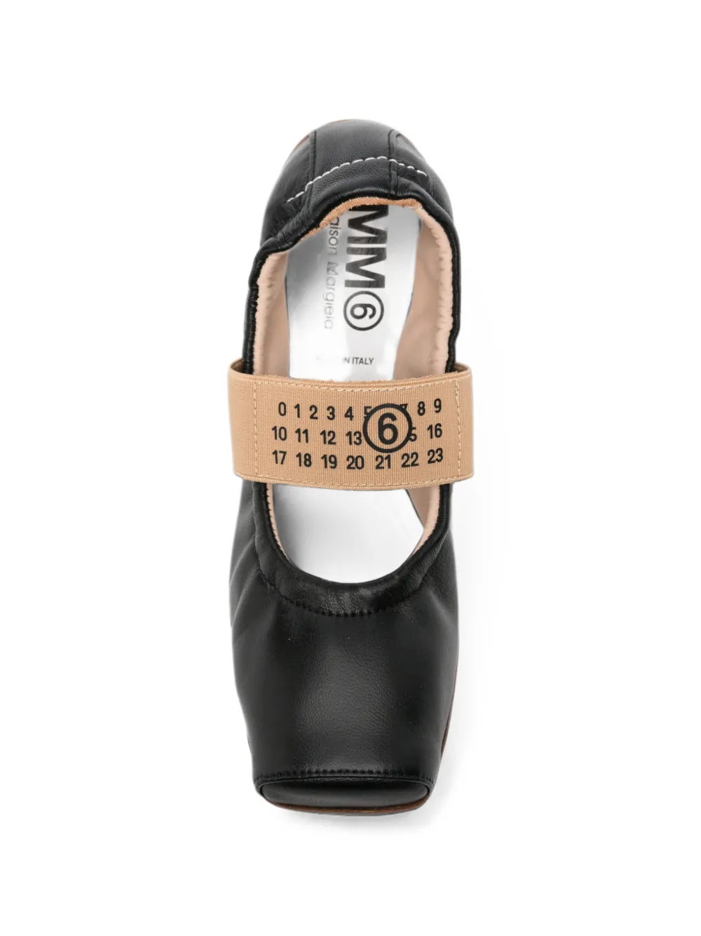 MM6 Maison Margiela Kids logo-print elasticated-strap ballet flats Zwart