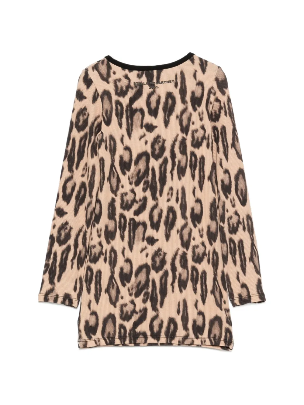 Stella McCartney Kids Geribbelde jurk met luipaard-print Beige