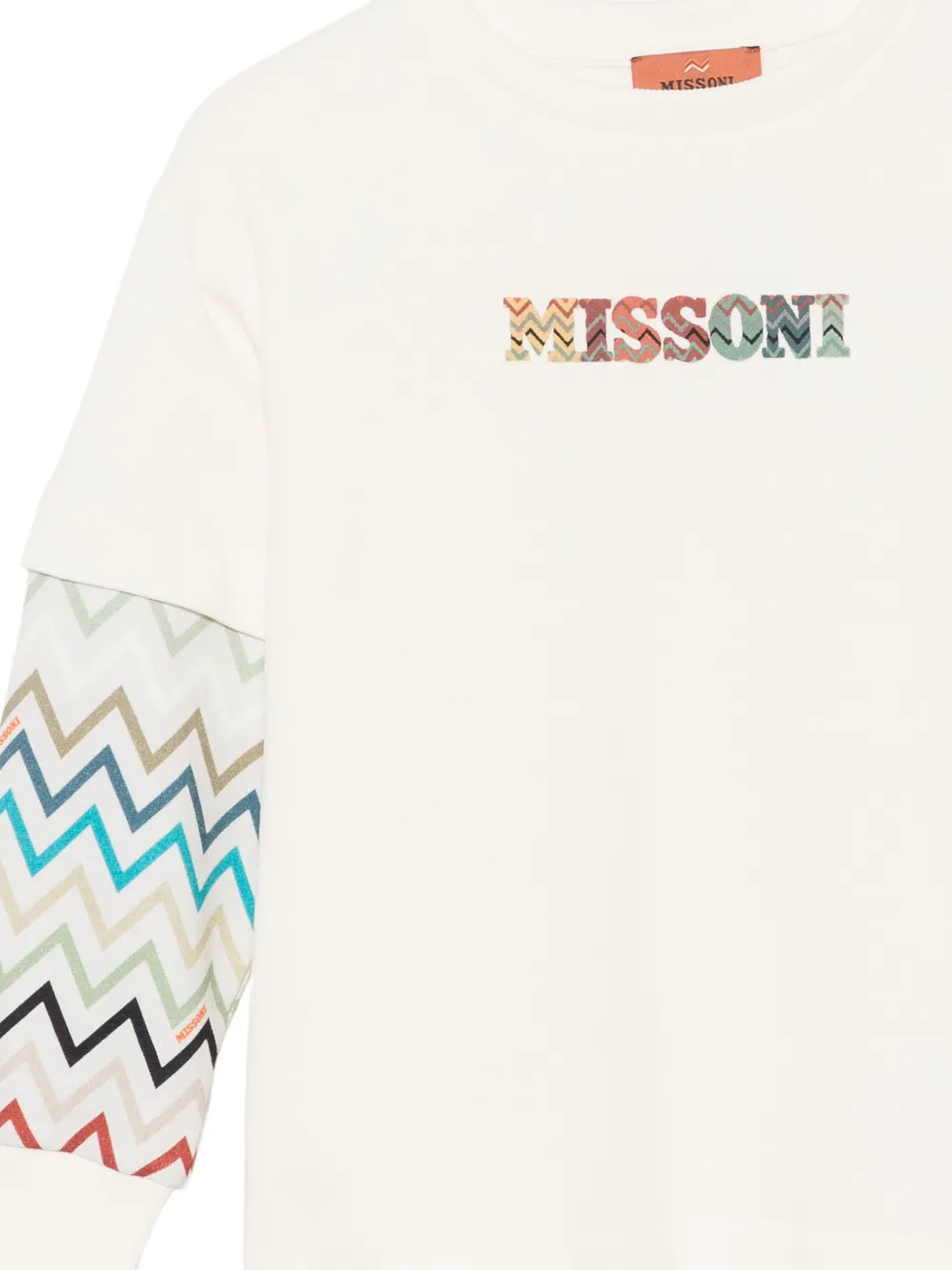 Missoni Kids zigzag-print logo-patch sweatshirt Beige