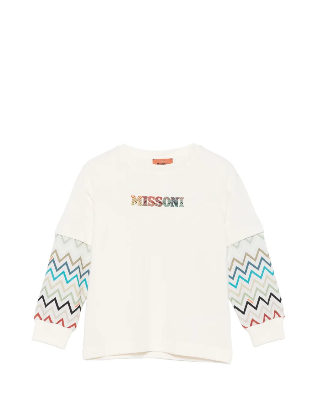 Missoni Kids zigzag-print logo-patch sweatshirt - Toni neutri