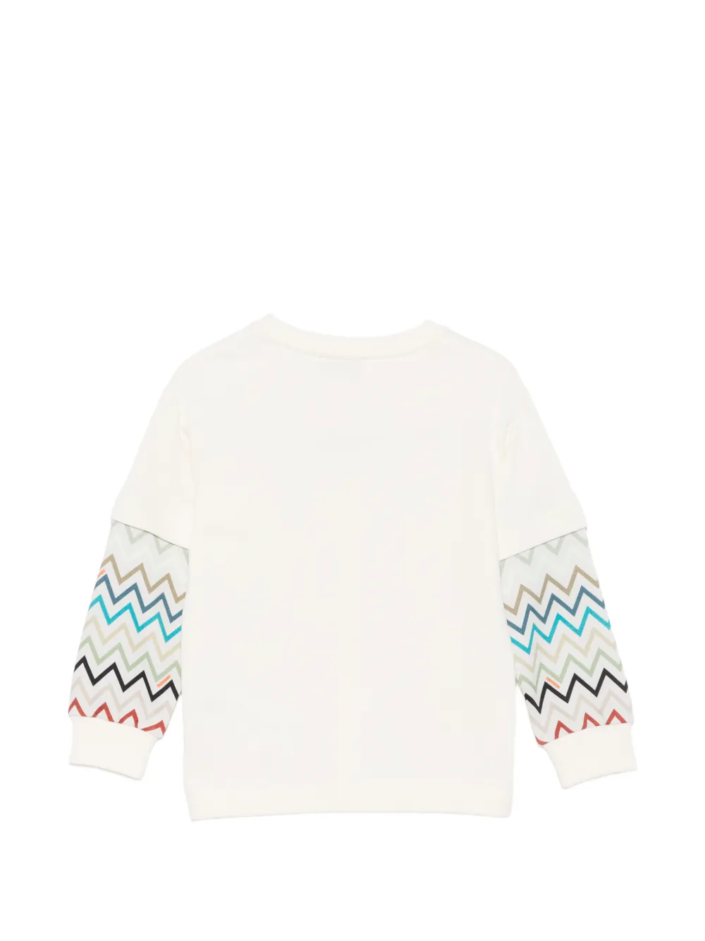Missoni Kids zigzag-print logo-patch sweatshirt Beige