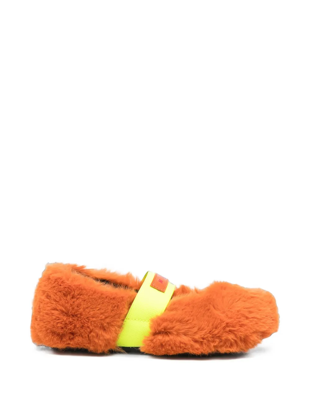 Marni Kids faux-fur elasticated-strap ballet flats - Arancione
