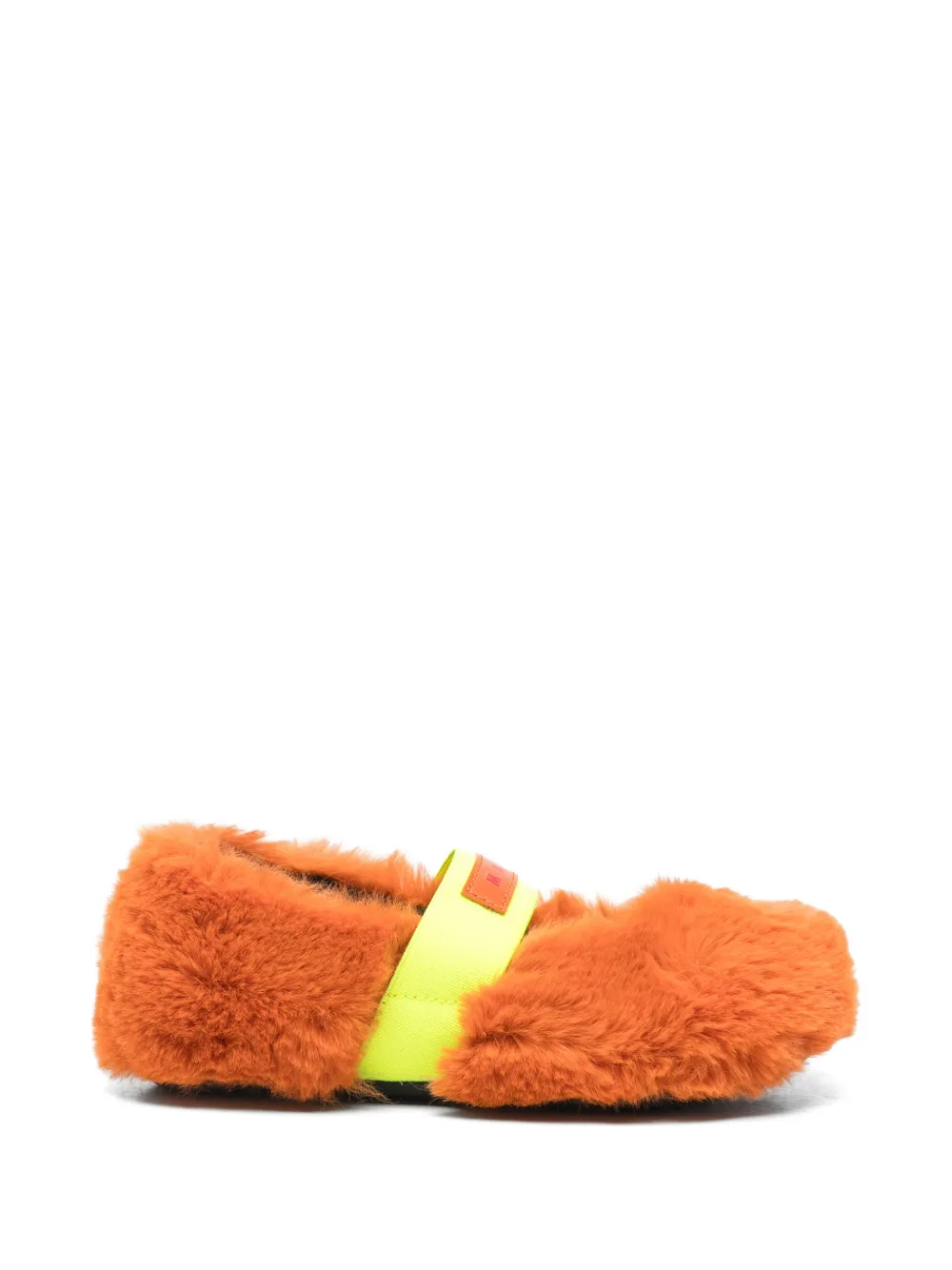 Marni Kids faux-fur elasticated-strap ballet flats - Arancione
