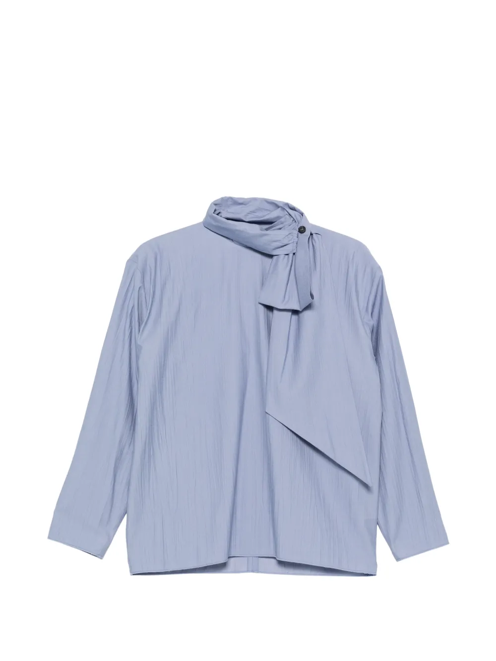 the M.. Lancaster pussy-bow crinkled-finish blouse