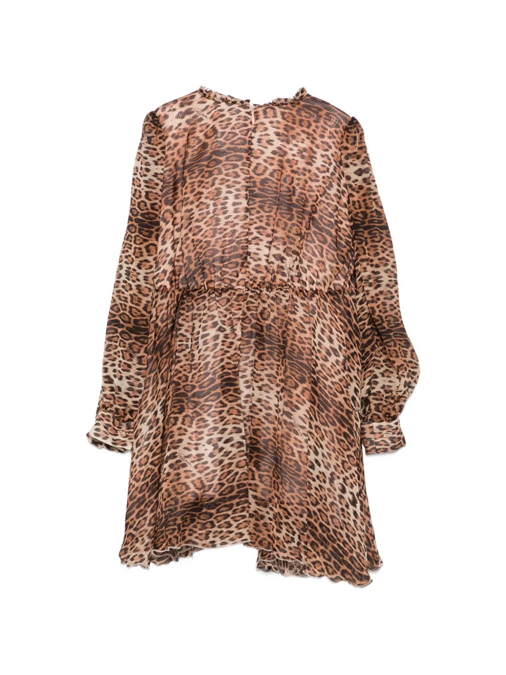 Roberto Cavalli Junior Jurk met luipaardprint en bloemenpatch Bruin