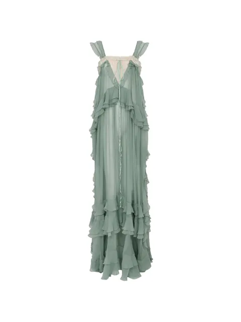 Chloé ruffled lace-insert maxi dress