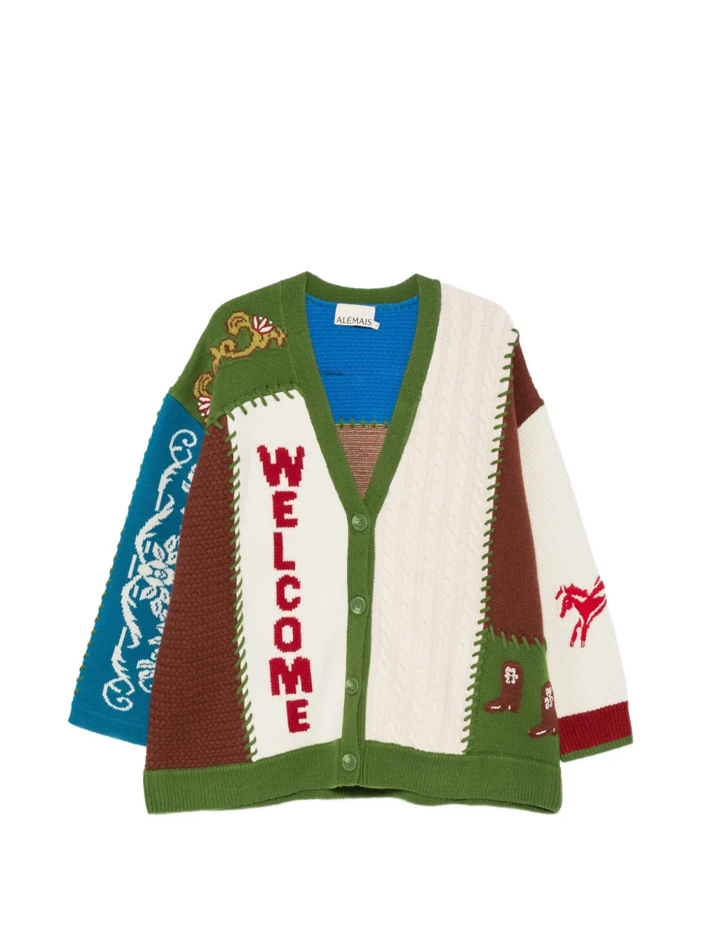 ALEMAIS patchwork intarsia-knit cardigan