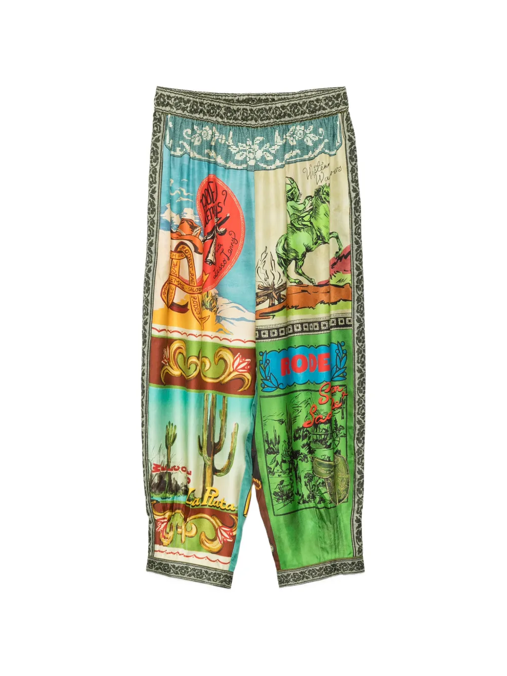 ALEMAIS Ace graphic-print silk trousers