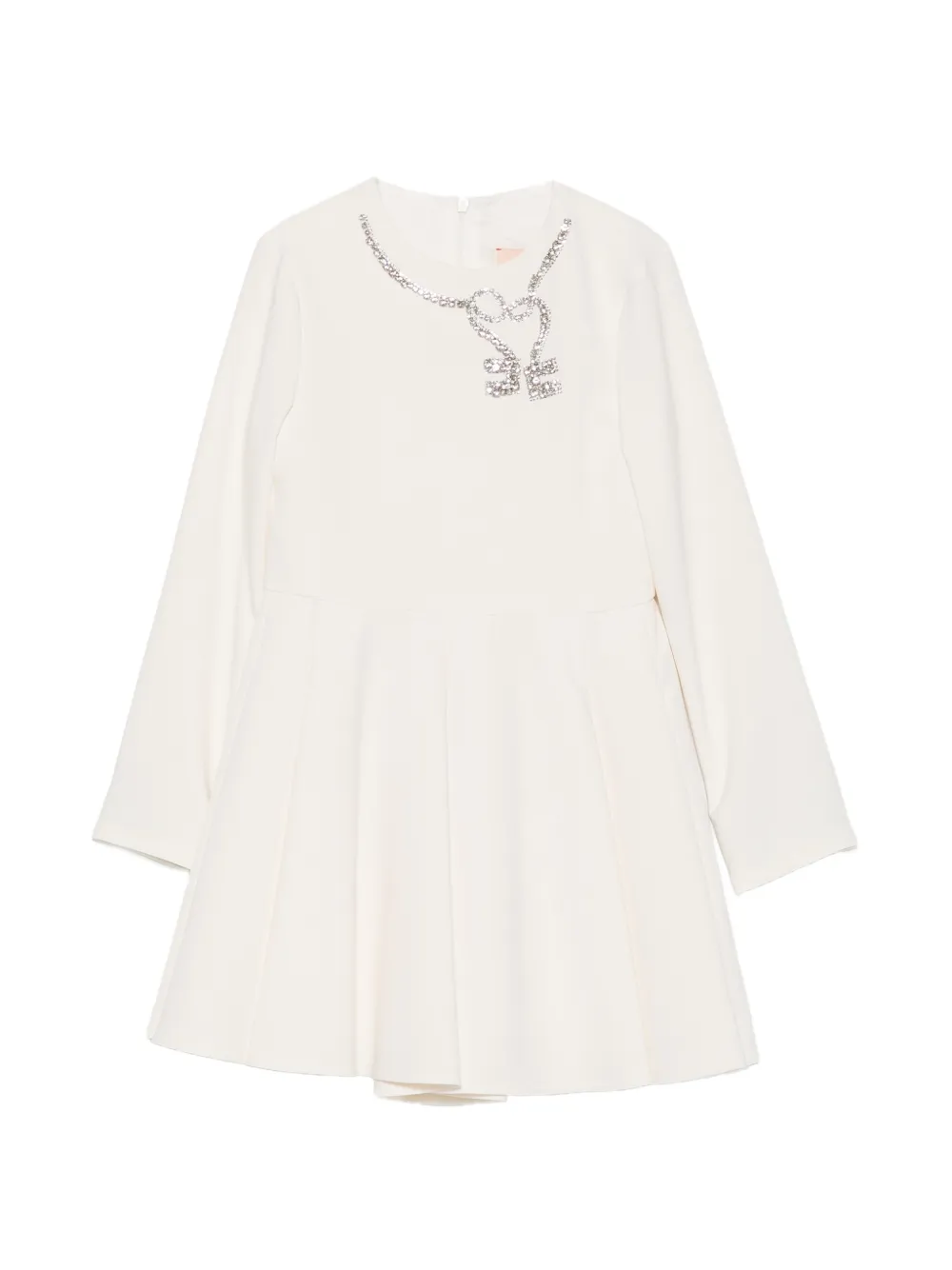 Elisabetta Franchi La Mia Bambina robe plissée à ornements en cristal - Blanc