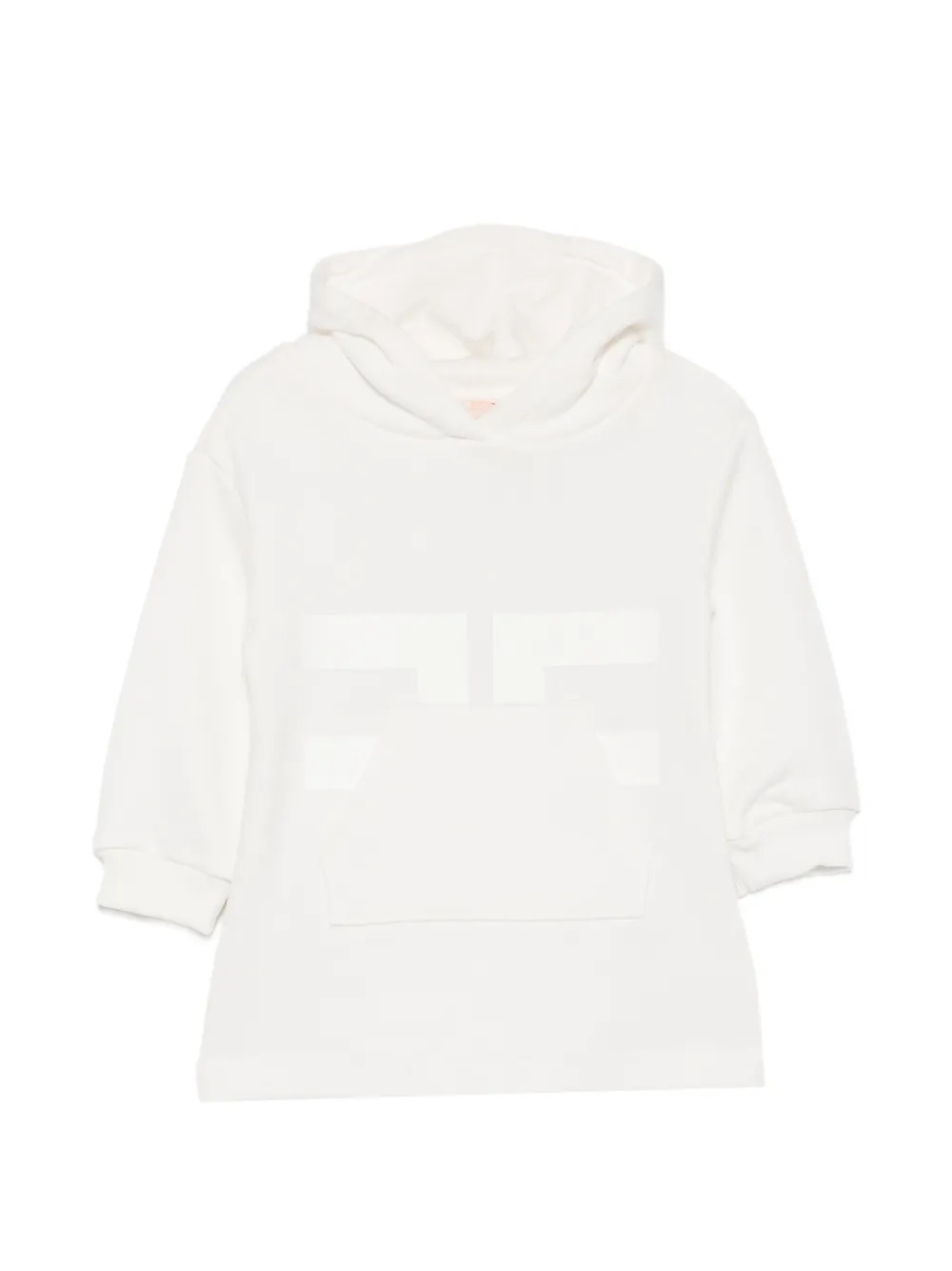 Elisabetta Franchi La Mia Bambina Jurk met capuchon en logoprint Wit